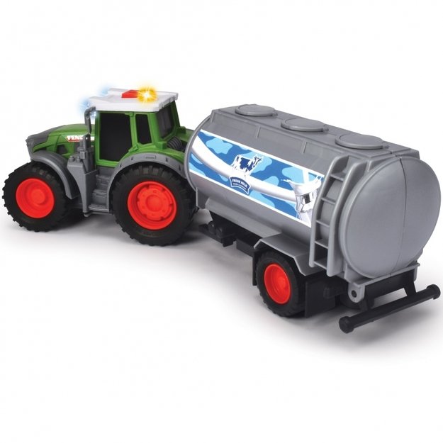 Traktorius su šviesos ir garso efektais ir pieno priekaba 26 cm, Fendt