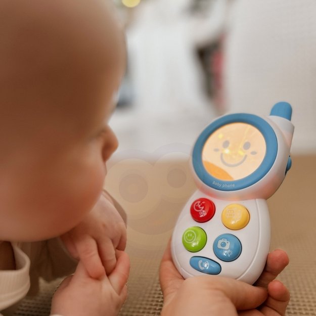 Interaktyvus kūdikių telefonas su garso ir šviesos efektais, WOOPIE, mėlynas