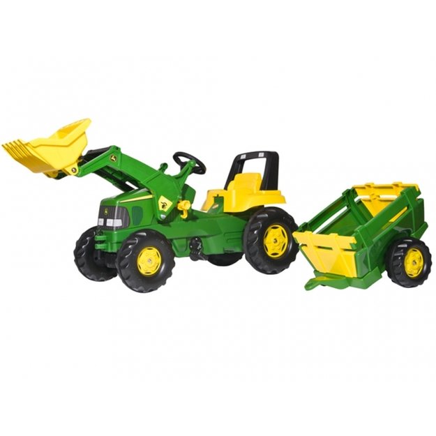 Pedalinis traktoriukas su priekaba Rolly Toys, žalias