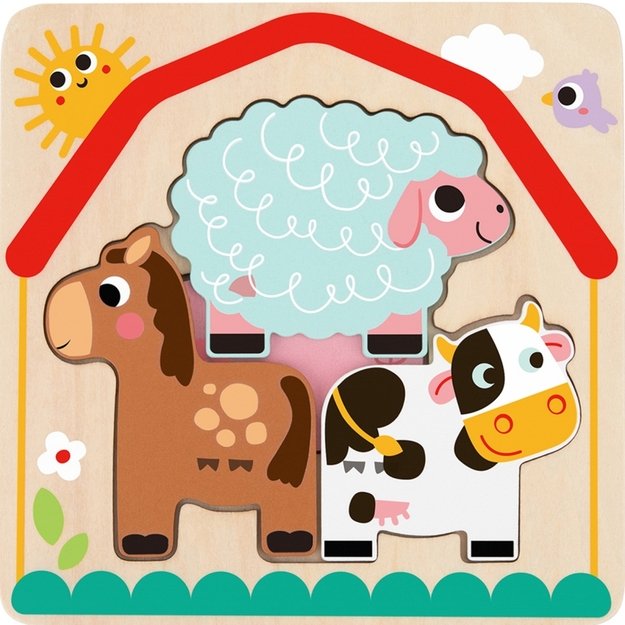 Medinė mokomoji lenta, gyvūnai ūkyje, Tooky Toy 