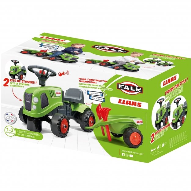 Traktorius su priekaba ir priedais, žalias