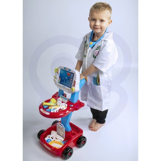 Vaikiškas gydytojo elektroninis vežimėlis su priedais 17 vnt. Woopie, raudonas