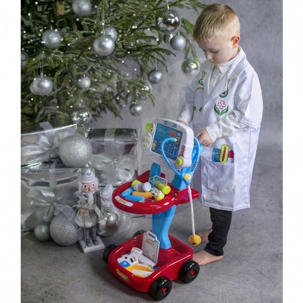 Vaikiškas gydytojo elektroninis vežimėlis su priedais 17 vnt. Woopie, raudonas