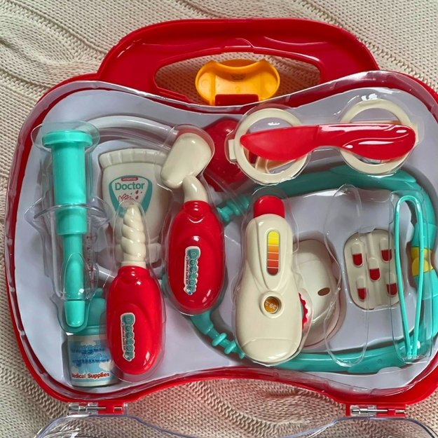 Vaikiškas gydytojo lagaminėlis su garsais ir priedais 11 vnt. Woopie