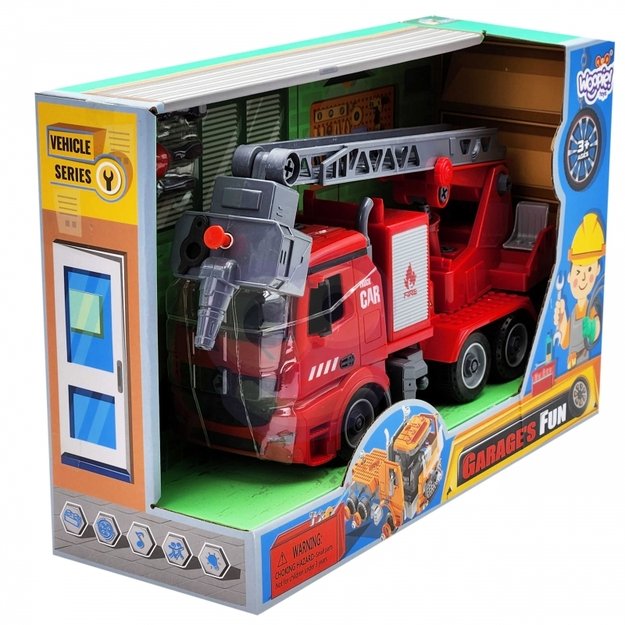 Vaikiškas konstruktorius - ugniagesių mašina su atsuktuvu Woopie