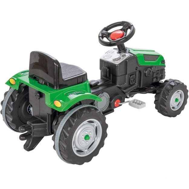 Vaikiškas traktorius su pedalais ir priekaba Farmer GoTrac, žalias 