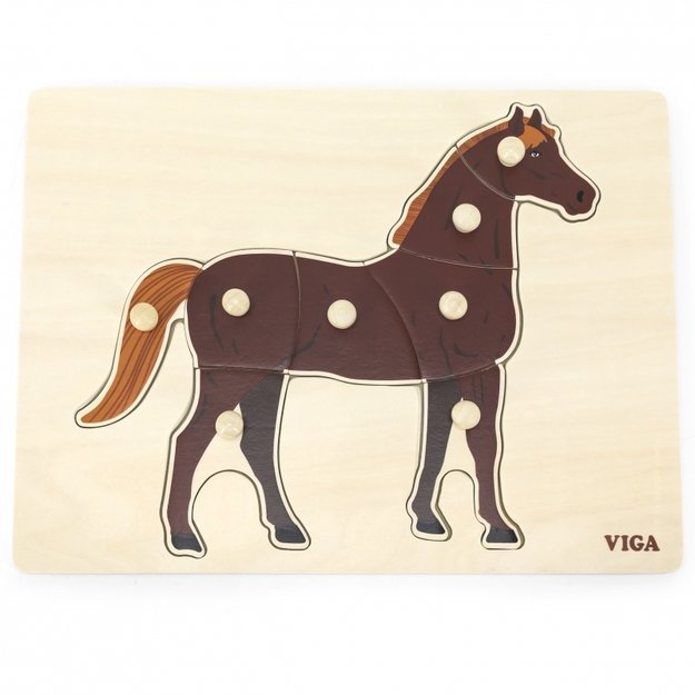 Montessori medinė dėlionė vaikams - Žirgas Puzzle Viga
