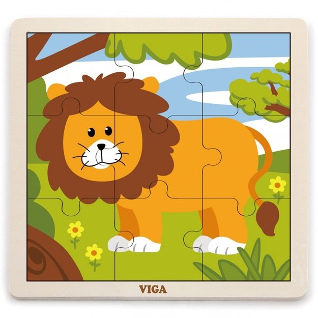 Medinė dėlionė „Liūtas“ 9 detalės, Viga