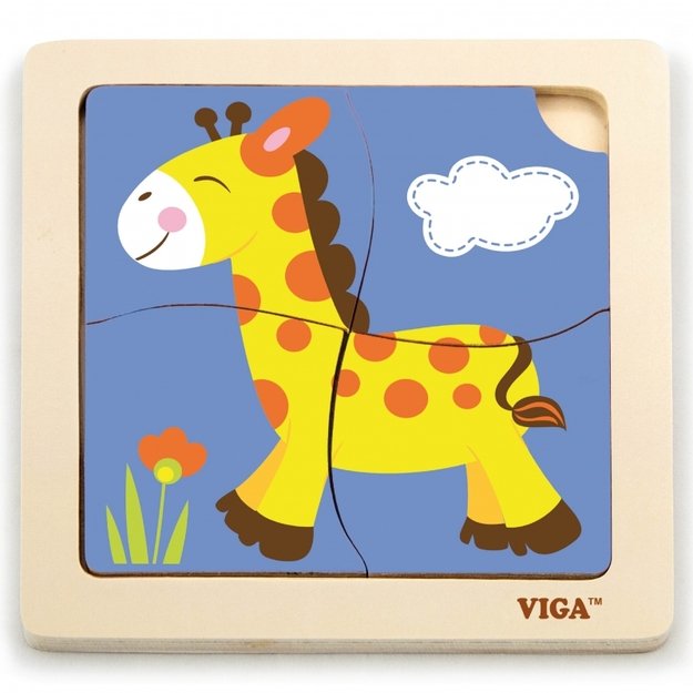 Mano pirmoji medinė dėlionė 4 vnt. - Žirafa, Viga