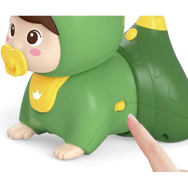 Žaislinis šliaužiantis kūdikis su garso ir šviesos efektais, WOOPIE, žalias