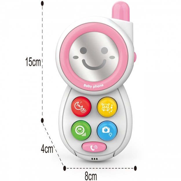 Interaktyvus kūdikių telefonas su garso ir šviesos efektais, WOOPIE, rožinis