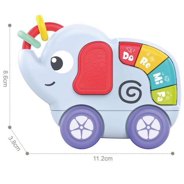 Sensorinis kūdikių žaislas su garso efektais, WOOPIE, drambliukas
