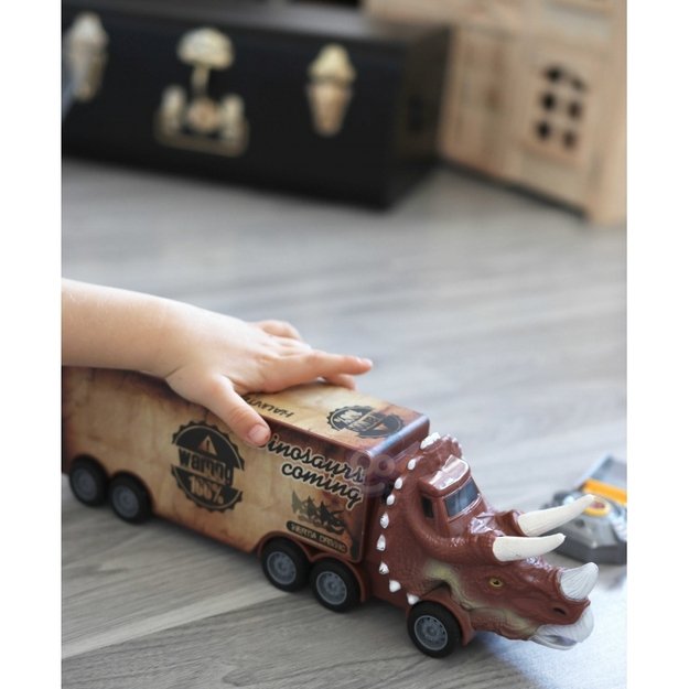 Sunkvežimis su paleidimo įtaisu ir  automobiliais „Dinozauras“, Woopie