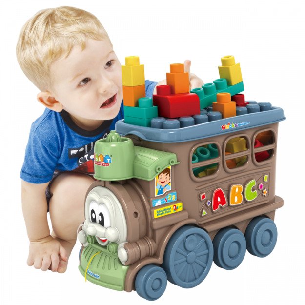  Žaislinis traukinukas su kaladėlėmis, WOOPIE