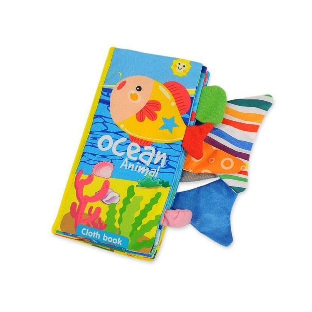 Vaikiška sensorinė knygelė, WOOPIE, jūros gyvūnų uodegos, geltona