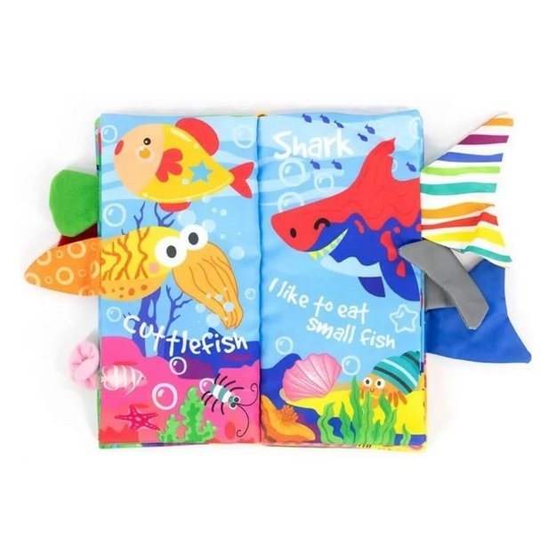 Vaikiška sensorinė knygelė, WOOPIE, jūros gyvūnų uodegos, geltona