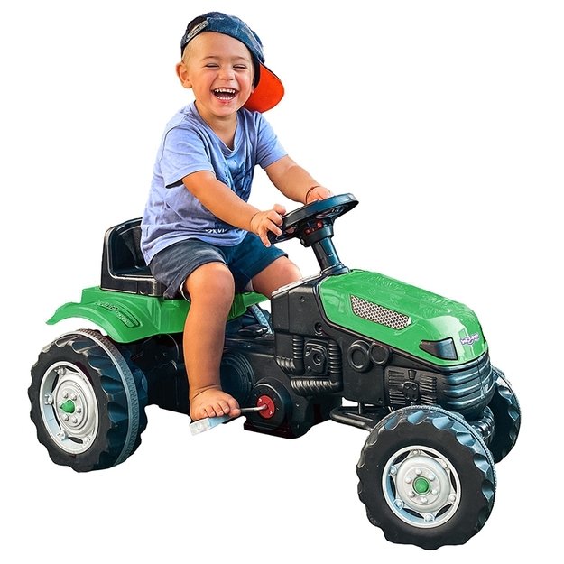 Vaikiškas traktorius su pedalais ir priekaba Farmer GoTrac, žalias 