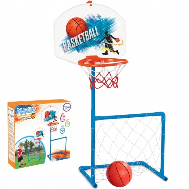 Krepšinio stovas 121 cm su futbolo vartais ir kamuoliu Woopie