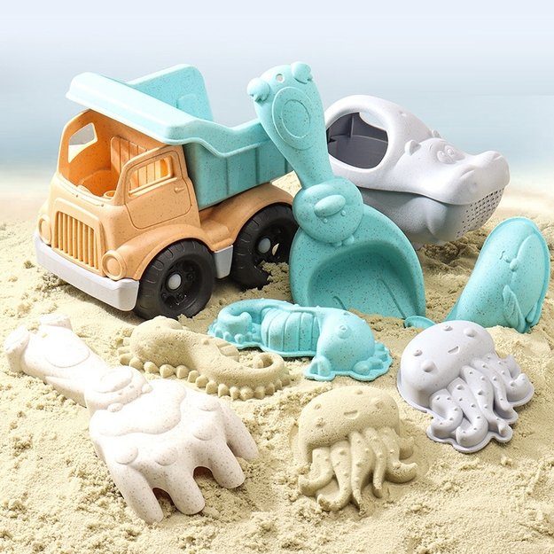 Smėlio žaislų rinkinys su sunkvežimiu oranžinis, WOOPIE