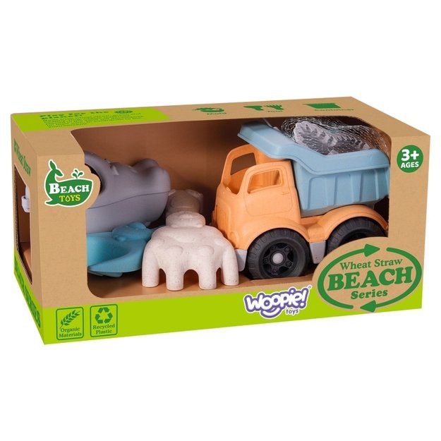 Smėlio žaislų rinkinys su sunkvežimiu oranžinis, WOOPIE