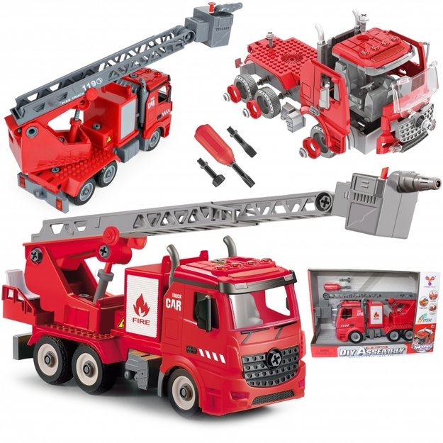 Vaikiškas konstruktorius - ugniagesių mašina su atsuktuvu Woopie
