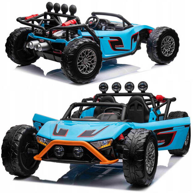Dvivietis elektromobilis bagis Auto Buggy Racing, 24V, mėlynas