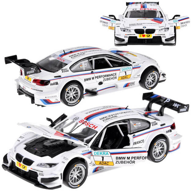 Metalinis sportinis BMW M3 DTM automobilis su garso ir šviesos efektais 