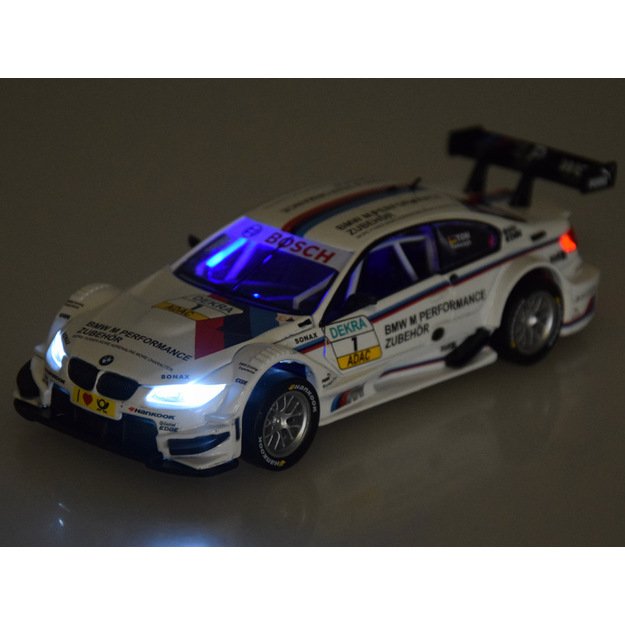 Metalinis sportinis BMW M3 DTM automobilis su garso ir šviesos efektais 
