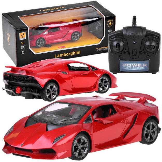 Nuotoliniu būdu valdomas raudonas automobilis Lamborghini