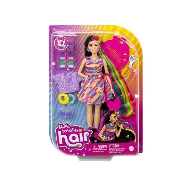 Lėlė Barbie su ryškiaspalviais plaukais