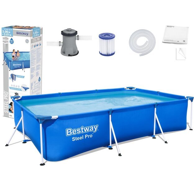 Karkasinis sodo baseinas 300x201x66cm 8in1, Bestway