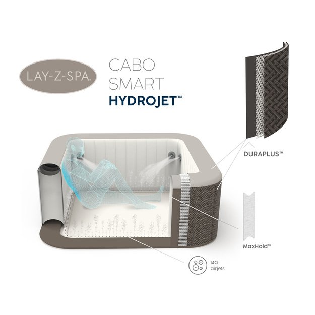 Pripučiama sūkurinė vonia Lay-Z-Spa Cabo 4-6 asmenų 180x180cm su hidromasažu ir Wi-Fi, Bestway