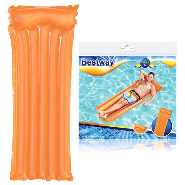 Pripučiamas plaukimo čiužinys 183 cm x 76 cm, Bestway Beach Deluxe, oranžinis
