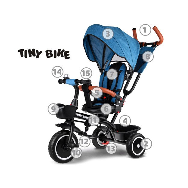 Vaikiškas triratukas su stogeliu 3in1 „Tiny Bike“