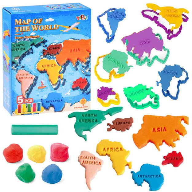 Mokomasis pasaulio žemėlapio plastilino rinkinys