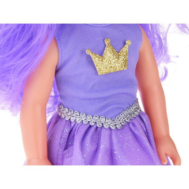 Lėlė su violetiniais plaukais 38 cm