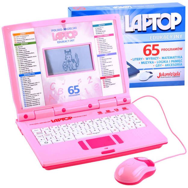 Mokomasis nešiojamas kompiuteris lenkų-anglų kalba, 65 funkcijos, rožinis