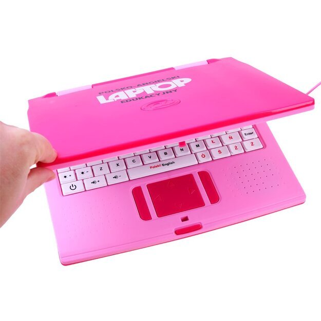 Mokomasis nešiojamas kompiuteris lenkų-anglų kalba, 65 funkcijos, rožinis