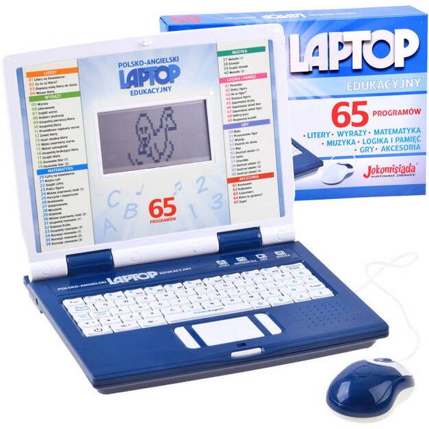 Mokomasis nešiojamas kompiuteris lenkų-anglų kalba, 65 funkcijos, mėlynas