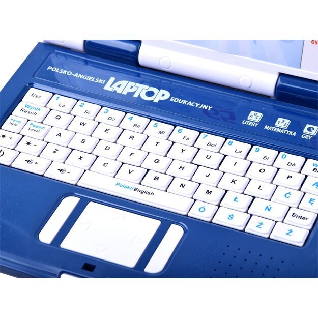 Mokomasis nešiojamas kompiuteris lenkų-anglų kalba, 65 funkcijos, mėlynas