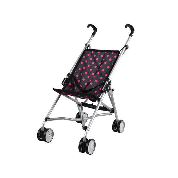 Lėlių vežimėlis, juodai rožinis