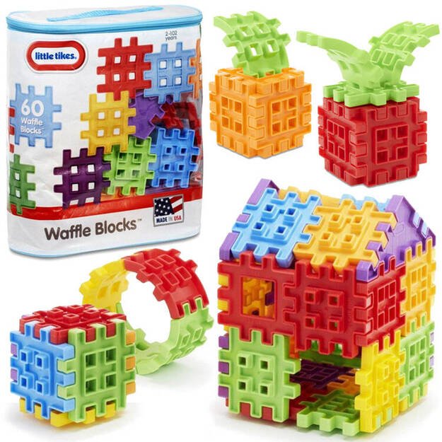 Kūrybinės vaflinės kaladėlės su laikymo krepšiu 60 el., Little Tikes