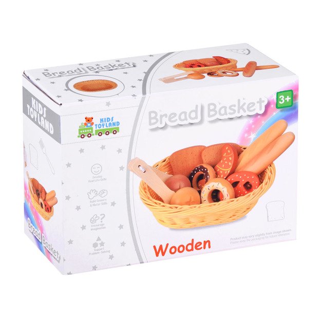 Medinis krepšelis su duonos gaminiais