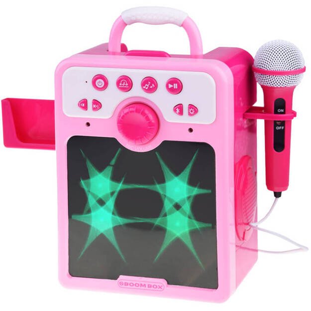 Muzikinis garsiakalbis vaikams su mikrofonu, rožinis