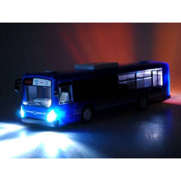 Nuotoliniu būdu valdomas autobusas, mėlynas
