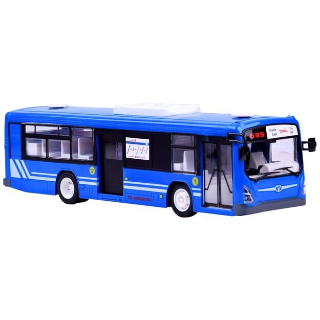 Nuotoliniu būdu valdomas autobusas, mėlynas