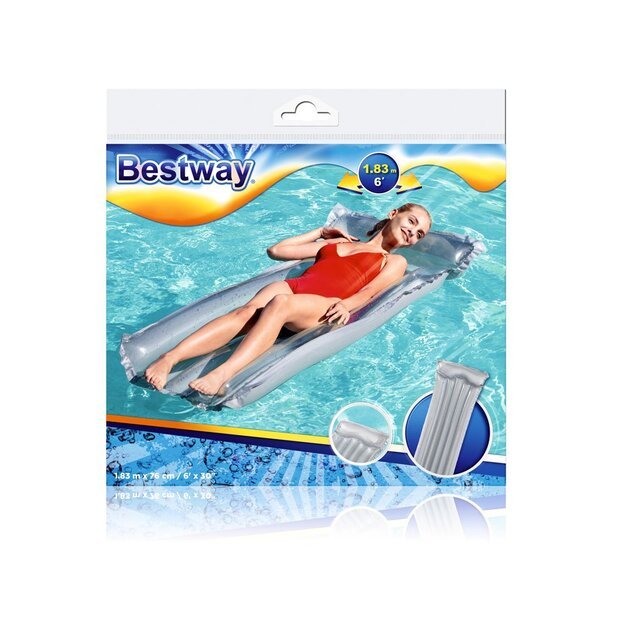 Pripučiamas plaukimo čiužinys 183 cm x 76 cm, Bestway Beach Deluxe, pilkas