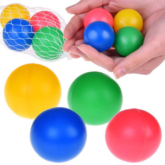 Minkšti spalvoti kamuoliukai tinkle 4 vnt.