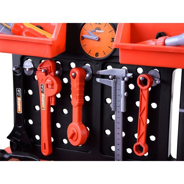 Dirbtuvių stalas su įrankiais, raudonas