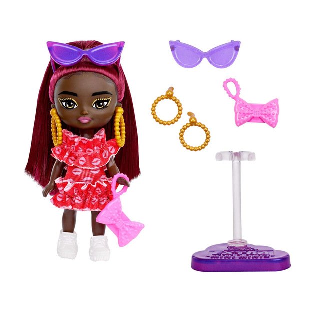 Mini lėlė Barbie su tamsiais plaukais  „Extra Mini Minis“